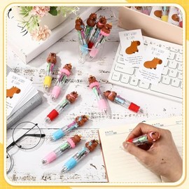 Bolígrafo Multicolor, 40 Piezas de Bolígrafos Multicolor 4 en 1, Bonitos Bolígrafos para Niños, Rotuladores Multicolores Capybara, regalo para cumplea