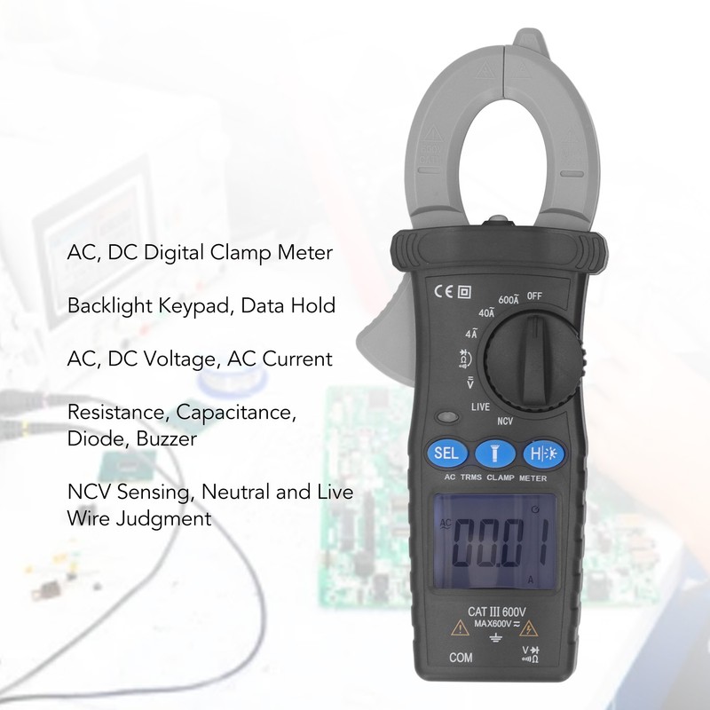 Smart Clamp Multimeter High Accuracy 600A Non Contact Backlight Digital