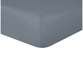Sleepdown 100% Pure Cotton Deep Fitted Sheet Warm Cosy Breathable Super Soft Bedsheet Bed Linen 32cm Extra Deep Pockets - Slate - Double,5056557500710