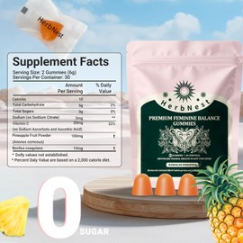 Feminine Balance Gummies, Premium Feminine Balance Gummies for Women’s Health & Wellness, Women’s Health Probiotics for pH & Immune Support & Natural Pineapple Flavor-60 Gummies- Individually wrapped