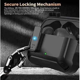 Compatible with JBL Vibe 200TWS/JBL Vibe Beam Case Cover Lock Clip with Cleaner Kit,Cool Protective Cover Men Women with Carabiner for JBL Vibe Beam 2 Charging Case - Black