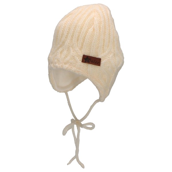 Sterntaler Girls Knitted Hat Leaf Pattern Hat, ecru