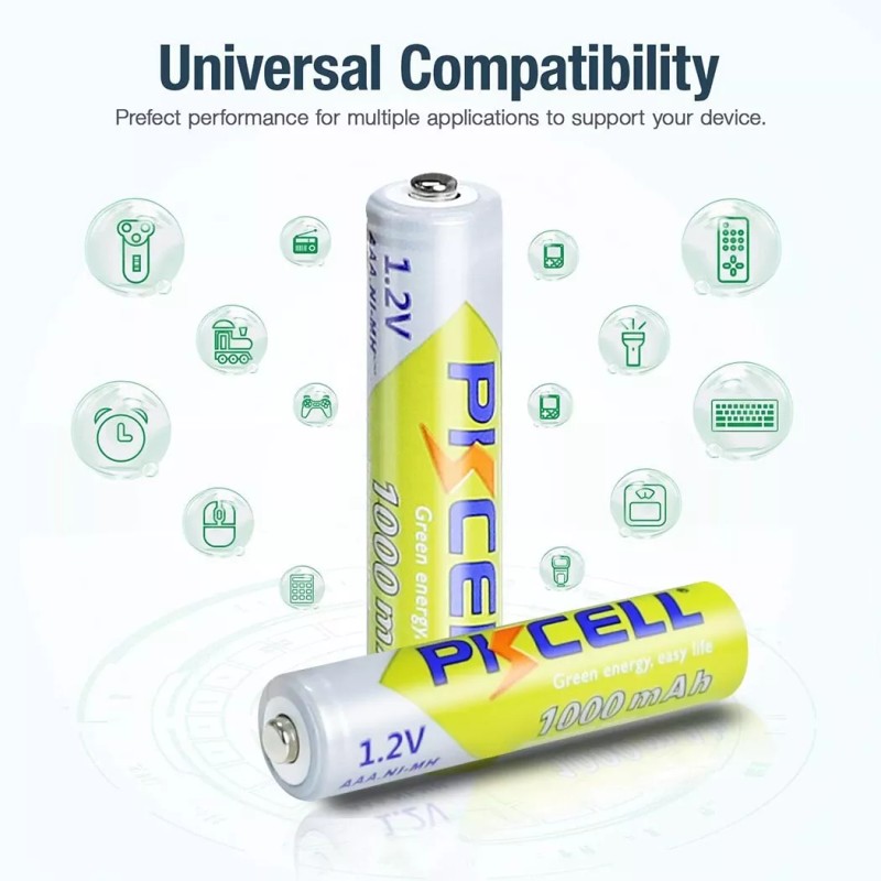 PKCELL 2PCS AAA Rechargeable Batteries 1000mAh 1.2V Battery For Garden