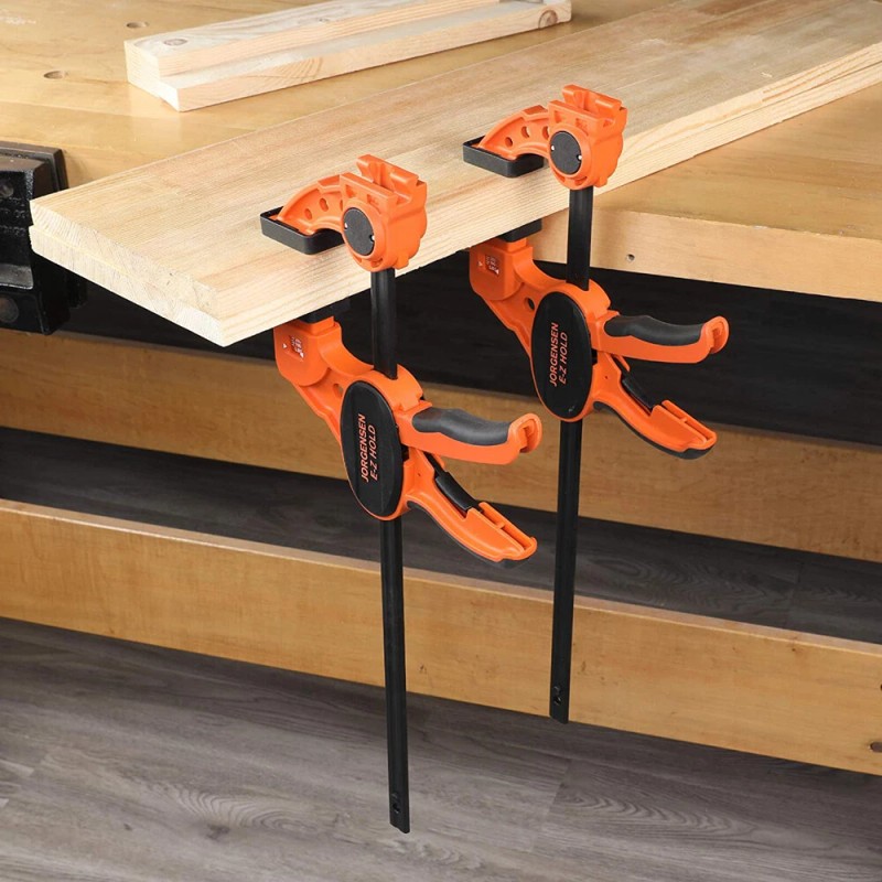 Jorgensen Bar Clamps For Woodworking, 12" 2-Pack One-Handed Clamps/Spreade