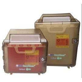 BD Medical Systems 305097 Recykleen Sharps Wall Cabinet, 15" x 7" x 19" Size, 2/3 gal Capacity, Brown