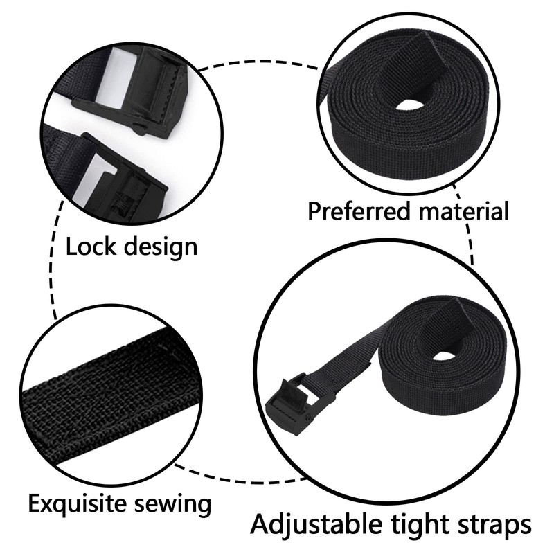 Lashing Strap Black, Motorcycle Tie Down Straps 3 m, Pack