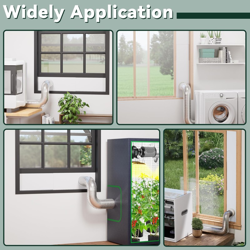 Flehomo Window Vent Kit for 3" and 4" Diameter Hose,