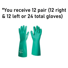 SHOWA 727-10 Nitrile Unlined Chemical Resistant Glove, X-Large (Pack of 12 Pairs),Light Green