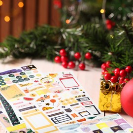 Gold Foil Planner Stickers, 27 Sheets/1230+ Stickers - Seasonal, Inspirational, Motivational, Holiday, Decorative Stickers for Planner Organizer Journal Calendars -Cute Aesthetic Stickers (Upgrade)