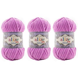 Alize Velluto Baby Blanket 100% Micropolyester Yarn Pack of 3 225 yards 3 x 100 grams Yarn Weight Super Bulky 6 (378 Orchid)