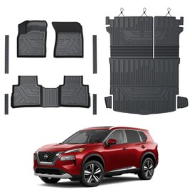 GALVAGNITE Floor Mats Set for Nissan Rogue 2025 2024-2021 Accessories, Full Coverage All Weather Floor Mats Cargo Mat with Backrest Protectors & Door Sill Guards (Not for Sport)