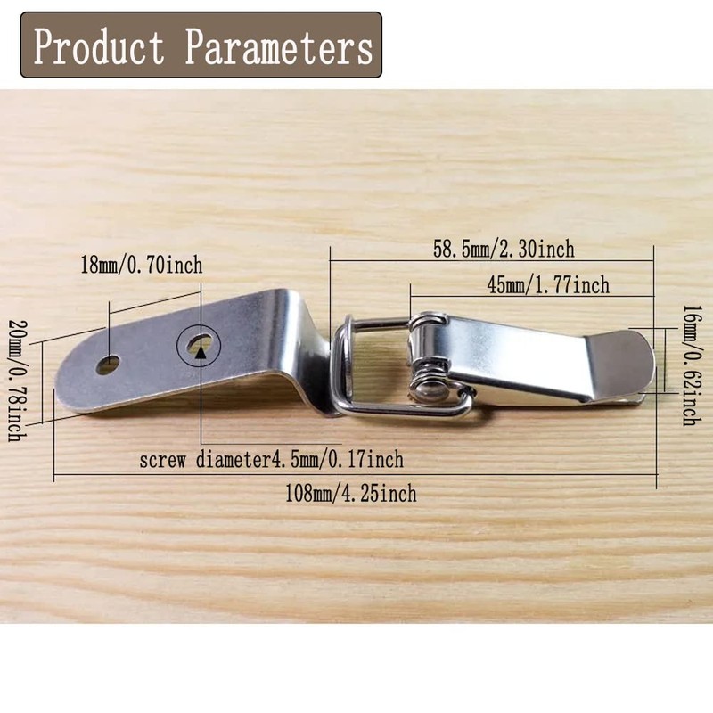 FoyaHome Stainless Steel Spring Loaded Toggle Lock Clasp Buckle Latch