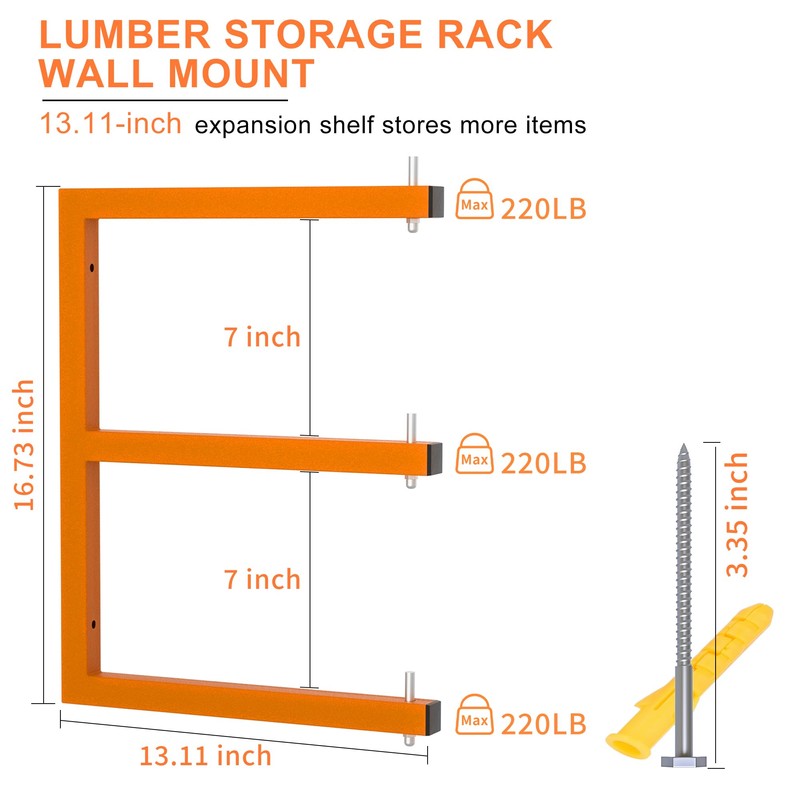 Lumber Rack Wall-Mounted Lumber Storage Rack, Heavy Duty Wood Storage