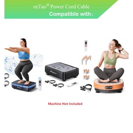 eeTao 6 Feet 100V-240V AC Power Cord Plug Lead Charger Compatible with MERACH MR-2439 MR-2441 ‎MR-2442 ‎MR2442 MR2441 MR2439 2439 Vibration Plate Exercise Machine Charging Cable Power Supply