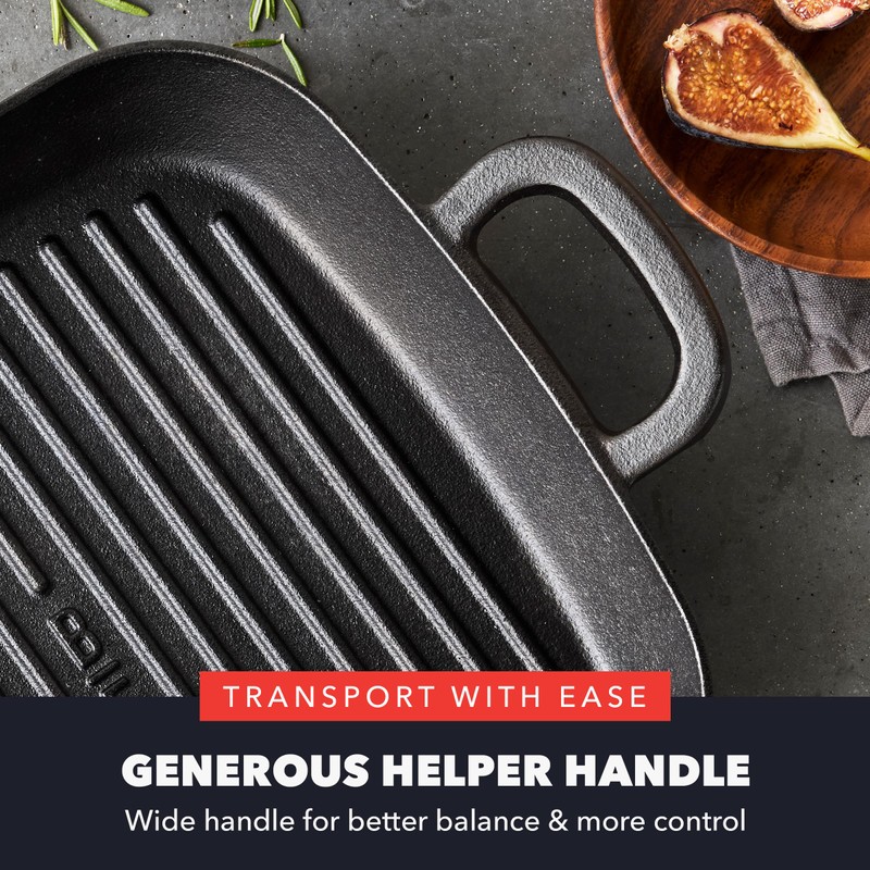 GreenPan x Bobby Flay Cast Iron 11” Square Grill Pan,