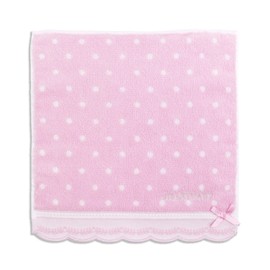 JILLSTUART 58-1480060 Sugar Plum Towel Handkerchief, Fluffy, Cute, Dots, Ribbon, Light Pink, Approx. 9.8 x 9.8 inches (25 x 25 cm)