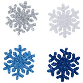 70 Pieces Blue, Silver and White Glitter Snowflake Foam Stickers Adhesive Christmas Hanukkah Crafts