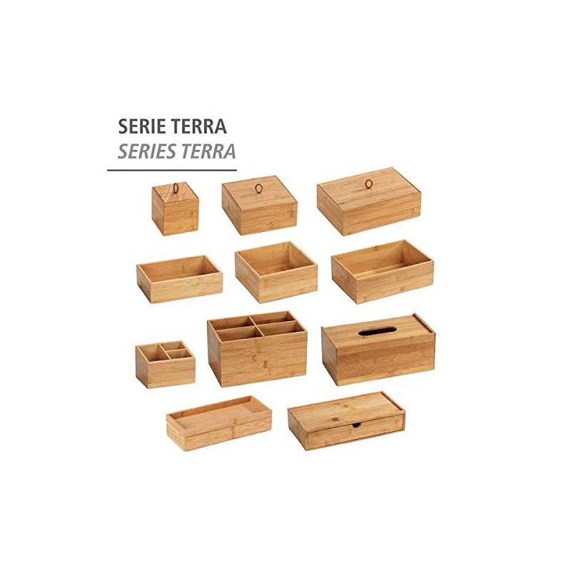 Wenko Bamboo Organiser Terra 3 Compartments -Storage Box, Bathroom Basket,