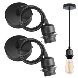 yivom Set of 2 E27 Lamp Suspension with Mounting Ring, Lamp Holder E27 with Cable, Lamp Holder Ceiling with Ceiling Light Holder for Bedroom, Living Room with 100 cm Adjustable Cable