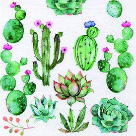 20 Napkins Cacti and Succulents as Table Decoration for Tropical and Summer Parties 33 x 33 cm