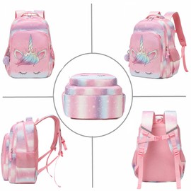 Jumpopack School Backpack Girls Set Children's Backpack Chest Strap School Bag Kids School Bag Teenagers, Unicorn purple, Rucksack