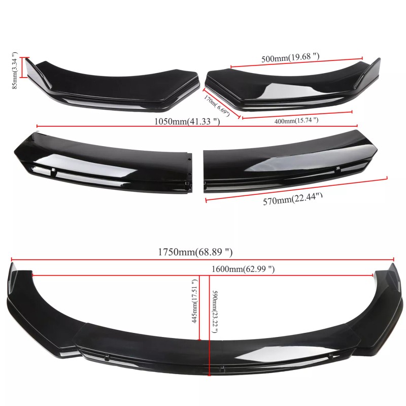 Unbranded Front Bumper Spoiler Body Kit / Side Skirt For
