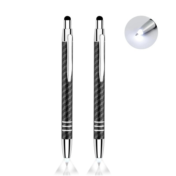 Honiha 2 Pack 3-In-1 Lighted Tip Pen with Capacitive Stylus