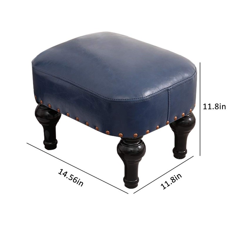 Kelendle Small Foot Stool for Living Room Brown Leather Stool
