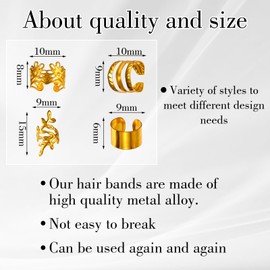 Ymapinc 40Pcs Hair Cuffs for Braids, Gold Hair Jewelry for Braid Accessories Loc Jewelry Clips Metal Dreadlock Braided Charms Decoration for Women Girls Non-Piercing Ear Clips