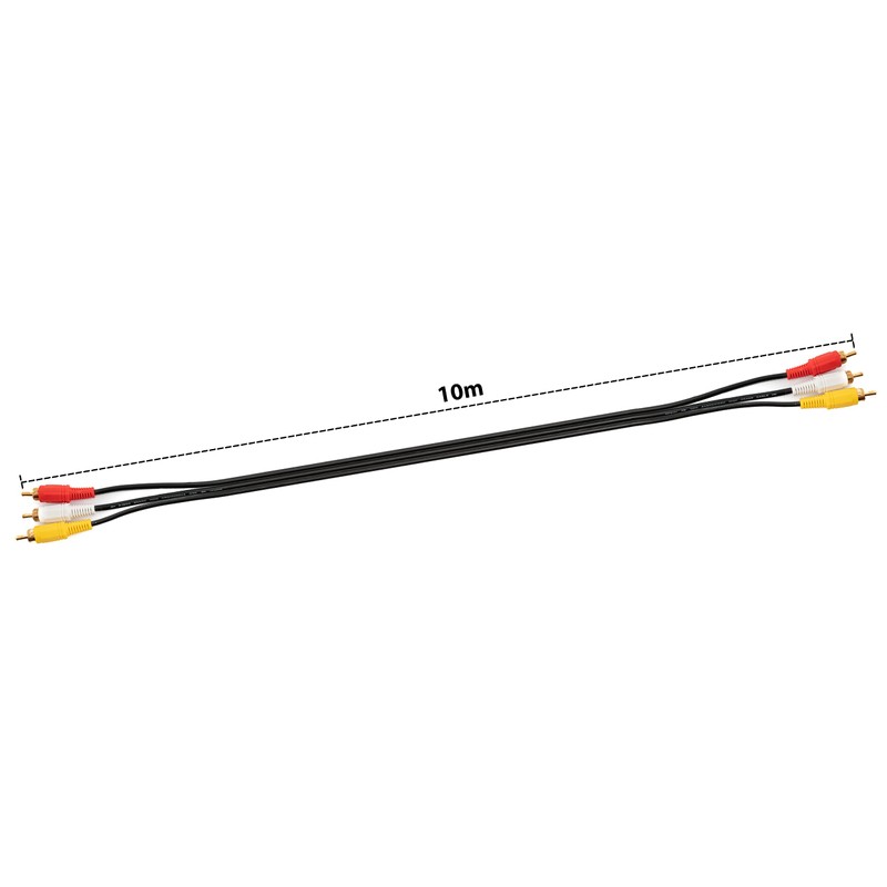 System-S RCA 3 RCA Cable 10m Male to Male Stereo