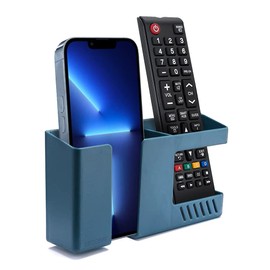 Decobay D3 Wall Mount Phone Holder, Punch-Free Wall-Mounted Mobile Phones Charging to Stand, Sticky Remote Control Storage Box Bedside Lazy Mobile Phone Rack, Multipurpose Storage Box (Blue)