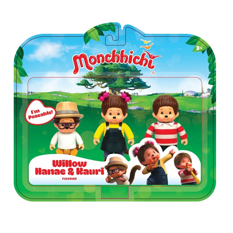 Rocco Giocattoli 81504 Monchhichi Willow, Kauri & Hanae, Multi-Colour