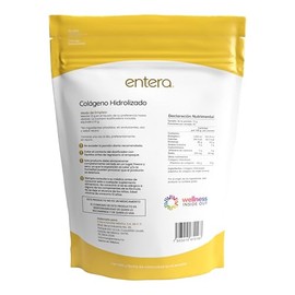 Entera | Colágeno Hidrolizado Puro 500 g en Polvo | Péptidos Tipo I y III | Grass-Fed | Sin Sabor | 50 Porciones