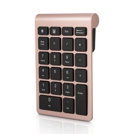 Gugxiom Bluetooth Number Keypad, 22 Keys, Portable Mini Number Pad for Financial Accounting, Bluetooth 5.0 10 Key Number Pad for Laptop/Desktop/PC/Notebook (Rose Gold)