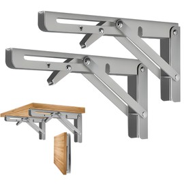 LamChyar Folding Shelf Brackets, Foldable L Brackets, Collapsible Shelf Bracket Stainless Steel, Heavy Duty L Shelf Bracket, Thickened Slant Support (10 in)