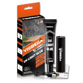 Visbella Kit de pegamento de resina con luz UV, adhesivo de curado líquido para manualidades, reparación, relleno, sellado y unión en segundos para metal, madera, cerámica, vidrio, plásticos, joyería