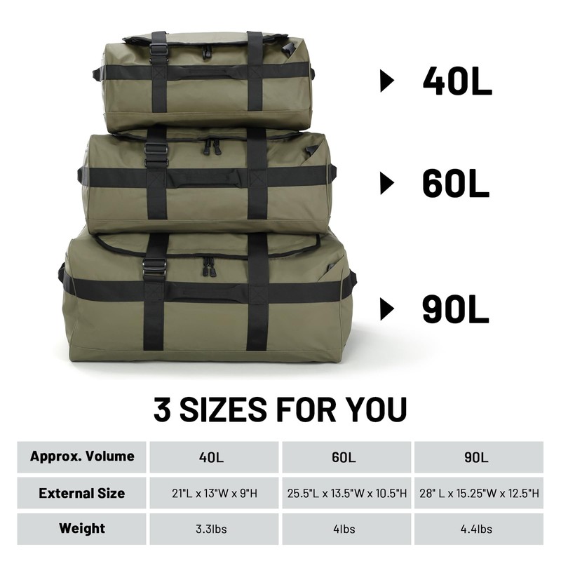 MIER 90L Water Resistant Backpack Duffle Heavy Duty Convertible Duffle