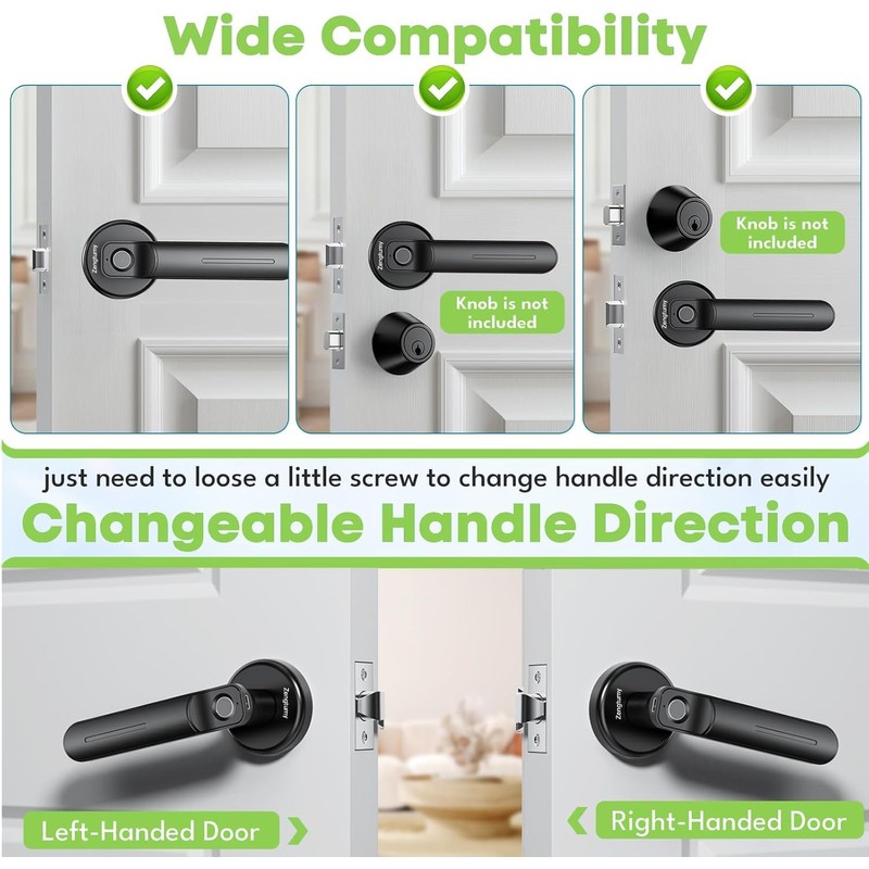 Zengtumy Keyless Entry Door Lock with Fingerprint/Key-Smart Door Lock for