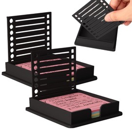 Sticky Note Holder Compatible with Post It Notes, Stencil for 3x3 Notes, Organizer & Dispenser(Black, 2Pcs)