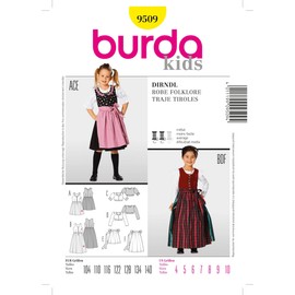Burda B9509 Folklore Dress Sewing Pattern 19 x 13cm [English Language Not