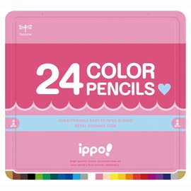 Tombow CL-RPW0424C Colored Pencils, ippo! Slide Can, 24 Colors, Plain, Pink