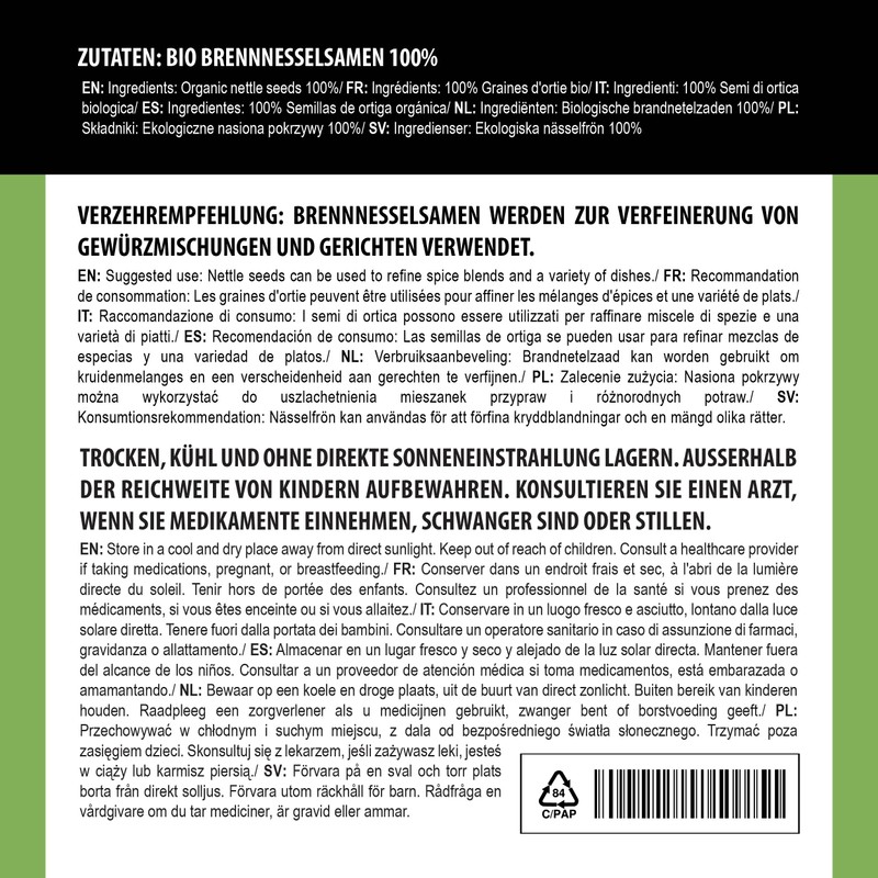 Alpi Nature Nettle Seeds Organic 100 g, Nettle Seeds Dried