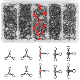 Fishing Swivels 3 Way Swivels Kit, 100pcs Crossline Three Way Barrel Swivels Fishing Tackle Trolling Line Connector Catfish Rig Surf Fishing Rig Saltwater Freshwater