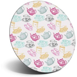 Destination Vinyl ltd Magnet for Refrigerator, Fridge - Cute Retro Teacup Party Teapot Tea for Office, Cabinet and Whiteboard, Magnetic Stickers, 8714