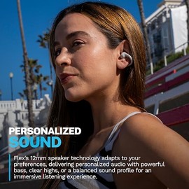 JLab, Flex, auriculares de oreja abierta, auriculares Bluetooth inalámbricos con clip, auriculares de oreja abierta, blanco nube