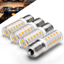 Microwave Oven Stove Bulb, E17 LED Bulb Dimmable Under Hood Microwave Bulb 40W Equivalent, 8206232A T7 E17 Intermediate Base 3000K, 4W Appliance Light Bulb for Refrigerator Microwave Range Hood 4Pack