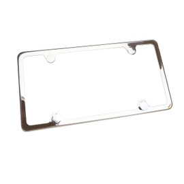 Circle Cool T304 Stainless Steel Polish Mirror 4 Hole Slim License Plate Frame Holder Tag w/Chrome Metal Cap …