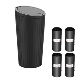 Car Trash Can Bin with Lid with 60pcs Trash Bags,Leak Proof Trash Garbage Bin Car Accessories for Interior Fits Car Cup Holders Car Organizers and Storage for Home Office (Black)