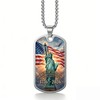 GuoShuang American 250th Anniversary Dog Tag Pendant Necklace, Silver Stainless