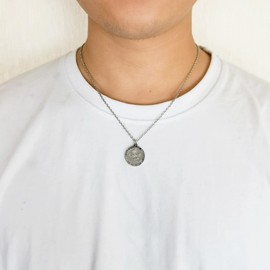 Philip Jones Men's Stainless Steel St Christopher Necklace